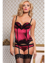 Seven 'til Midnight Stretch Satin and Lace Bustier - 1XL 2XL No Panty - Bustiers and Corsets